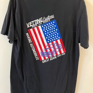 Black Graphic T-Shirt with American Flag Design